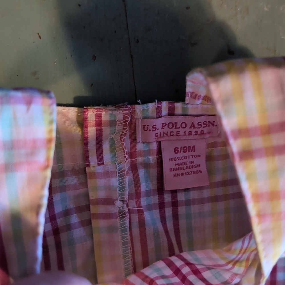 U.S. Polo Assn. Girls Colorful Plaid Romper - Picture 6 of 6